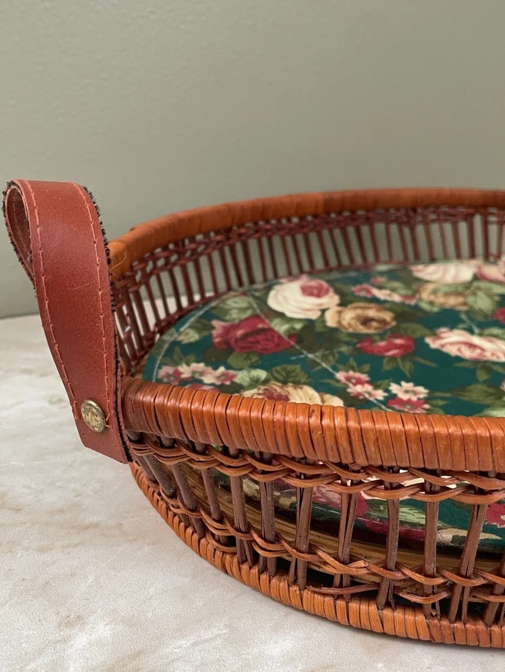 Vintage Wicker Basket with Floral Cushion | Cottagecore
